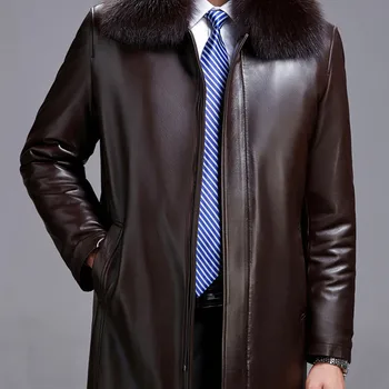 Nekilnojamojo lapės kailių apykaklės aukštos kokybės natūralaus audinės kailio įdėklas žieminės striukės vyrams, dirbtiniais odos viršutiniai drabužiai, paltai 2018 naujų rudens