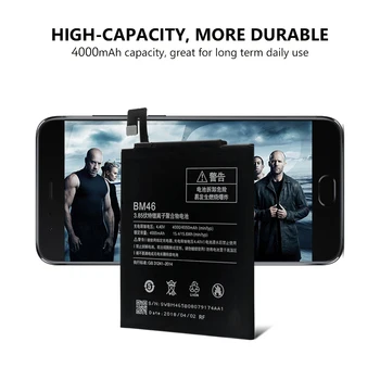 Išmaniųjų Telefonų 3.85 V 4000mAh BM46 Lipo Baterija Xiaomi Redmi 3 Pastaba Note3 Pro Originalus 3.85 V 4000mAh BM46 Li-Po Baterija