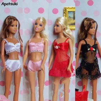 Seksuali Pižama Nėrinių Lėlės Drabužius Barbie Lėlės Lingerie 1/6 BJD Doll Suknelė + Liemenėlė + Apatiniai Drabužiai, 1:6 Lėlės Vaikams Žaislas