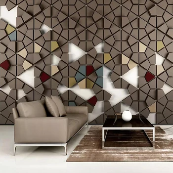 Dekoratyvinės tapetų 3d kietas daugiakampiai mozaikos plytelių šiuolaikinės TELEVIZIJOS fono sienos popieriaus