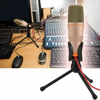 3.5 mm Audio Wired Stereo Kondensatoriaus SF-666 Mikrofono Stovas Su Laikikliu, Clip For PC Kalbasi Dainuoti Karaoke Nešiojamas kompiuteris