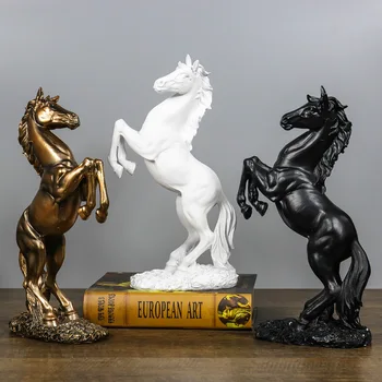 Nostalgiškas Dervos Arklių Statulų Figūrėlės Papuošalai, Aukso Arkliai Amatų Namų Dekoro Priedai Kūrybinio Verslo Vestuvių Dovanos