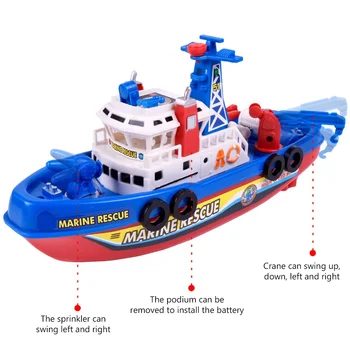 Nauja Elektros Didelės Spartos Muzikos, Šviesos, Valtis Jūrų Gelbėjimo Modelis Fireboat Žaislai Berniukams, Vandens Purškimo Gaisro Valtis Švietimo Žaislas