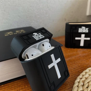 3D Šventosios Biblijos knygos atveju airpods 1 2 nemokamai dėžutė minkštas silikoninis 