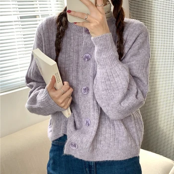 Megztiniai Moterims Dėvėti Laisvus Violetinė Kailis Rudens Ir Žiemos Universalus 2020 Naują Pavasario Ir Rudens Korėjos, Japonijos Megztas Megztinis