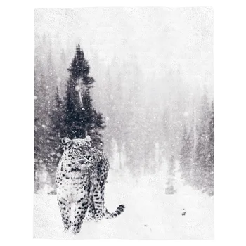 Miško Sniego Laukinių Gyvūnų Leopard Flanelė Vilnos Lovos Antklodė Lovatiesė Coverlet Nakvynė Viršelis Minkštas Lengvas, Šiltas, Jaukus Antklodės