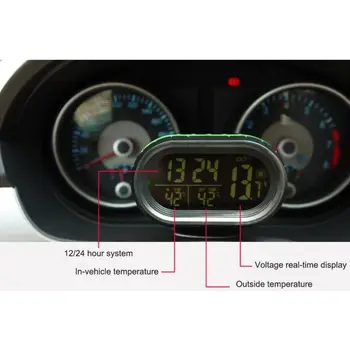 Bal Automobilių Laikrodis Automobilių Elektroninis Laikrodis Automobilio Termometras Šviesos Laikrodis Multi-funkcija automobilis, temperatūra, laikrodis voltmeter N