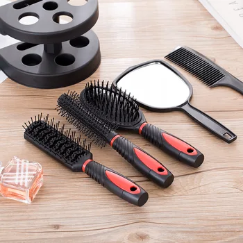 5vnt/set Professional Plaukų Šepečiai Anti-Static Šukos Nustatyti Moterų Plaukų Priežiūra Masažas Hairbrush Su Veidrodžiu Šlapias/Sausas Garbanotas Stilius Įrankis