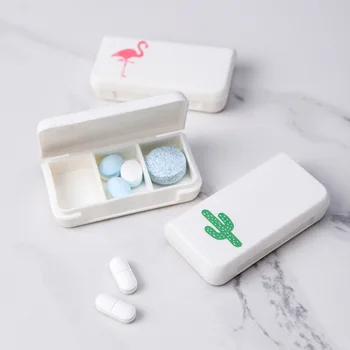 Tablečių Dėžutė Mini Organizatorius Atveju Flamingo Kaktusas Lapų Tabletes 3 Atvejis Grotelių Balionėlis Medicina Dėžės Pilstymo Medicinos Tablet Rinkinys
