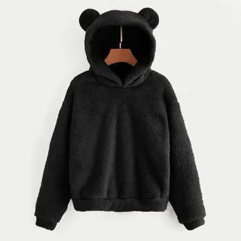 Moterų Ilgas Rankovėmis Fleece series Šiltas Bear Forma Fuzzy Hoodie Puloveris hoodies Patogus ropa mujer толстовка женская1204