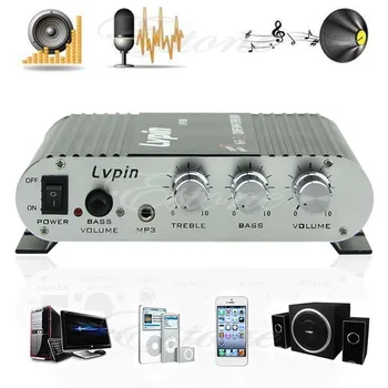 OOTDTY Mini Hi-Fi Stiprintuvas Stiprintuvas, Radijas, MP3 Stereo 20W 12V Automobilio Motociklo Namuose, B