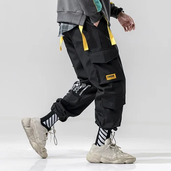 Vyriški darbo drabužių Pavasario korėjos Versija Streetwear Kojų Kelnės 2020 Naują Atsitiktinis Hip-Hop Mažų Kojų Sweatpants Kelnės Vyrams