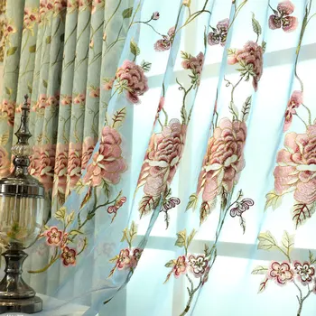 Europos gėlių siuvinėjimas užuolaidų Prabanga tiulio už gyvenamojo kambario ir miegamojo langas ekrano užuolaidų audinio ir tiulio