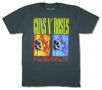 Guns N Roses, Naudoti Savo Iliuzijų Pasaulyje Kelionių 1992 Pilka Marškinėliai Naujų Europos Sąjungos Oficialusis Išsiimti