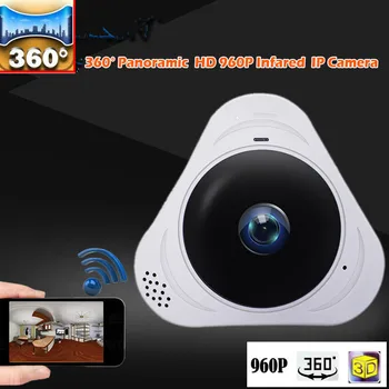 360 Laipsnių Platus Panoraminis CCTV Saugumo IP 1.3 MP Garso vaizdo Kamera NighVision WIFI IP VR 3D vaizdo Kamera