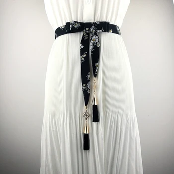 Korėjos versija mados juostelės šilko diržas moterų plonas, dekoratyvinis suknelė paprastas ir universalus ilgai kutas juosmens grandinės su s