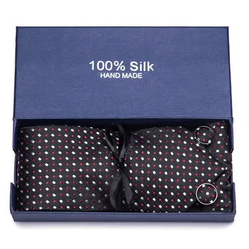7.5 cm Šilko Necktie Dryžuotas Grotelės Prabanga Ryšius Vyrų Aukštos Kokybės Mens Kaklaraiščiai Dovanų dėžutėje Pakavimo Vestuvių Mens Classic Ryšiai