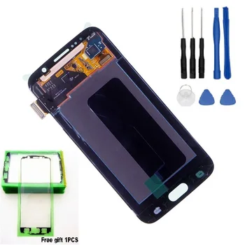 Super Amoled skystųjų kristalų (LCD Samsung Galaxy S6 Jutiklinis Ekranas skaitmeninis keitiklis Asamblėjos G920 G920F +Juostos+Įrankiai