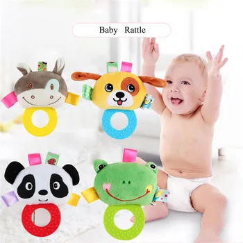 Naujagimio Barškučių Žaislas Vertus Bell Bamblys Kūdikių Žiedai Interaktyvus Mielas Gyvūnų Pliušiniai Žaislai Silicio Teether Kūdikių Ankstyvojo Ugdymo Dovana