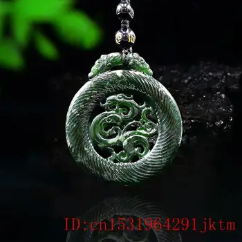 Jade Phoenix Karoliai Pakabukas Juodas Žalias Juvelyriniai Dirbiniai Dovanos Gamtos Žavesio Kinijos Raižyti Amuletas Mados