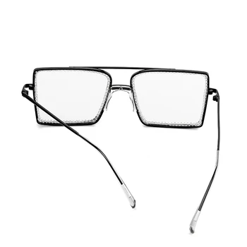 Kvadratinė lęšių akinius Moterims Derliaus Paprasto akinius, kalnų krištolas apdaila negabaritinių akiniai Akiniai oculos de sol