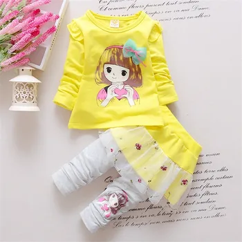 BibiCola Pavasarį, Rudenį kūdikių mergaičių drabužių rinkiniai uosto komplektus vaikas, Bamblys vaikų marškinėliai+kelnės kūdikiams, drabužių komplektai vaikams 2 vnt
