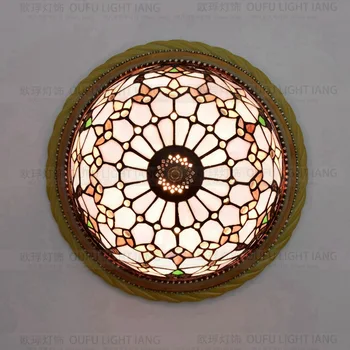 Europos Baroko 38cm LED E27 110-240V Dvasinė Šviesa Tiffany Turas Stiklo lempų gaubtų lamparas de techo abajur