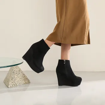 ASUMER 2020 naujausias batai moterims, natūralios odos batai, suapvalinti tne zip mados rudens-žiemos pleištai platforma batai moteris