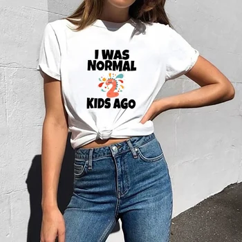 Harajuku man Buvo Normalus Du Vaikai Prieš Print T-shirt Moterims, Vasaros Mados 90s Balti Marškinėliai Femme Harajuku Marškinėliai Topai Lašas Laivybos
