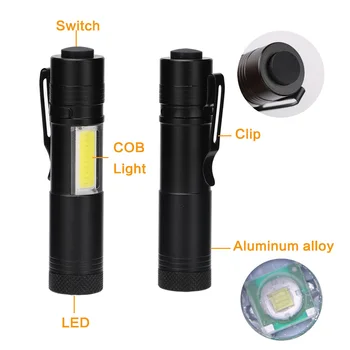 Mini XPE COB LED Žibintuvėlis 4 Modelio šviesos Nešiojamų Reguliuojamas LED Žibintuvėlis Žibintuvėlis su Įrašo XPE LED, COB LED Šviesos Pen Šviesos