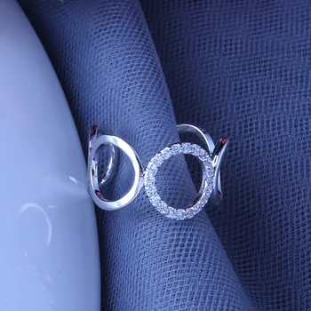 Prabangus Sidabro Spalvos Apskritimas Žiedai, Baltas Cirkonis Kristalų Moterų Žiedas Kokteilis Žiedai Smulkūs Papuošalai Lover ' s Dovanos