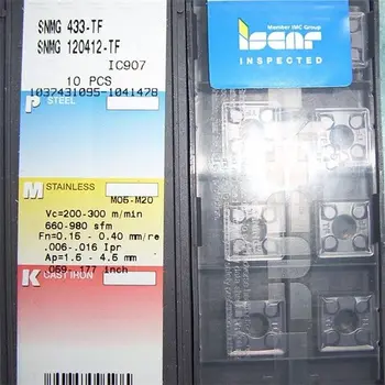10VNT Iscar SNMG120404/08-TF IC907 Įtvirtino karbido įdėklai CNC tekinimo peilis įrankis