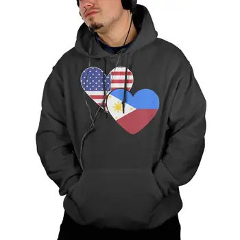 Filipinai Amerikos Širdies Šaligatvio Mens Hoodies Atsitiktinis\r\n Sportinę aprangą su Kengūra Kišenėje kailis streetwear sporto salė jogger