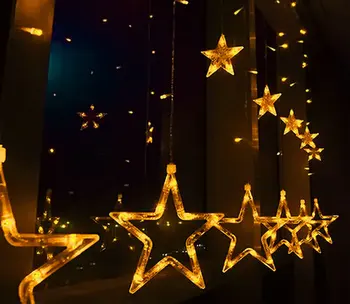 2M 138Leds Star LED String Pasakų šviesos užuolaidos varveklis lempa, Vestuvės, Kalėdos, Kalėdos Šalis Langų Dekoro Lempos, 8 Režimai 12 lašas linijos