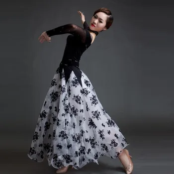 2017 naujas big swing elegantiškas, modernaus šokio kostiumai moterų gėlių sujungimas valsas/tango/quickstep/sportinių šokių konkurse