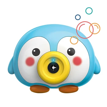 Vaikų Žaislai Patvari, Saugi Medžiaga, Mėlyna Pingvinas Elektros Burbulas Mašina Muzikos Švyti Automatinė Burbulo Pūtimo Nešiojamų Imtis