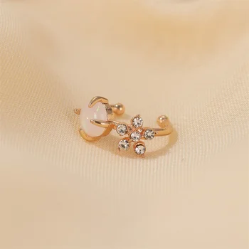Korėjos versija, naujas pervėrė cirkonis gėlių auskarai Saldus ir universalus, rožinė stiklo granulių ausies įrašus Moterų ausies kaulų įrašus