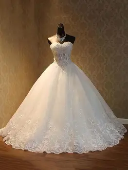 Klasikinis Brangioji Kamuolys Suknelė Vestuvių Suknelės Korsetas Atgal Puošnios Nėrinių Appliques 3D Gėlės Moterims Oficialią Šalies Vakarinė Suknelė
