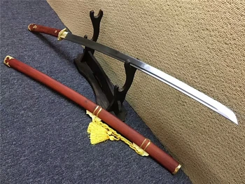 Aukštos Kokybės Japonų Samurajų Kardas Katana 1095 Anglinio Plieno Itin Aštrių Peiliukų Raudonmedžio Apvalkalą Full Tang