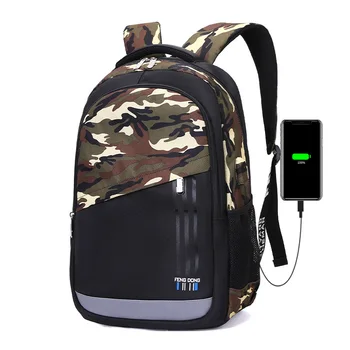 Naujos Kuprinės Mokyklos Studentų Bookbag USB Įkrovos Vandeniui Vyrų Atsitiktinis Peties Daypack Nešiojamas Keliauti Atgal Pack