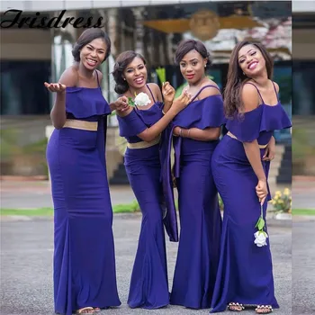 Royal Blue Undinė Bridesmaid Dresses 2020 M. Moteris Ilgai Vestuves Suknelė Su Diržo Kenija Chalatas De Soiree De Mariage Tinkinti