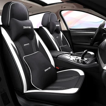 Visiška PU Oda automobilių sėdynės padengti linų pluošto auto sėdynės apima ford explorer 5 figo focus 1 2 3 mk1 mk2 mk3 fusion