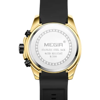 MEGIR Vyrų Sporto Laikrodžiai Silikono Dirželis Prabangos Prekės Chronograph Laikrodis Žmogui Mados Dizaineris Aukso Black Watch Vyras
