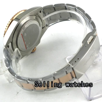 40mm PARNIS black dial Safyro stiklo keramikos bezel GMT automatinė mens watch
