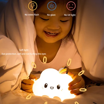 Kūdikis Naktį Šviesa Palieskite Jutiklio Minkšto Silikono LED Lempos Debesis naktinė lempa Vaikams, Vaikų Gimtadienio Dovana Kambario Apdaila