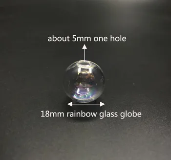 18mm Nauja Spalvinga Vaivorykštė Karoliukai Pasaulyje Stiklo Burbulas Apvalus Kamuolys 5mm Skylė 