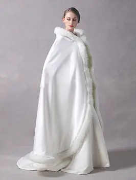 Ilgai vestuves apsiaustu moteriška striukė dirbtiniais kailiais nuotaka žiemą dvipusis apsiaustu su gaubtu