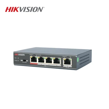 Hikvision DS-3E0105P-E Nevaldomas PoE Switch 5 Prievadų 10/100 Mbps Prisitaikanti Metalo Medžiagos 4CH NVR Ir VAIZDO stebėjimo, IP Kameros
