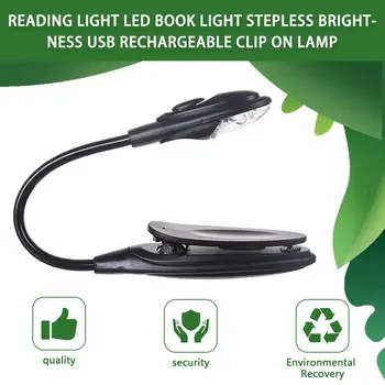 Skaitymo Šviesos diodų (LED) Knyga Tolygus Šviesos Ryškumą Micro USB Įkrovimo Įrašą Lempa su Lanksčia Žąsų Kaklo