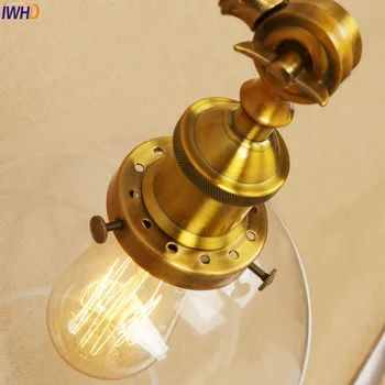 IWHD Stiklo Kamuolys Retro Vintage Sienų apšvietimo Įranga Aukso Loft Pramonės Edison Namo Apšvietimas Reguliuojamas Ilgos Rankos Sienos Lempos